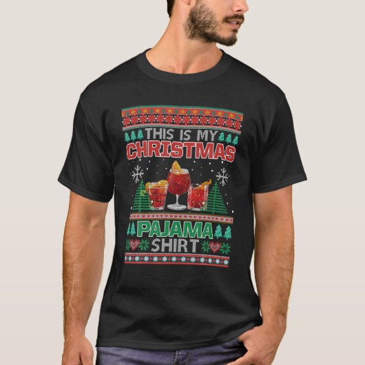 これは私のクリスマスパジャマネグロニカおもしろいクテルです Tシャツ (正面)