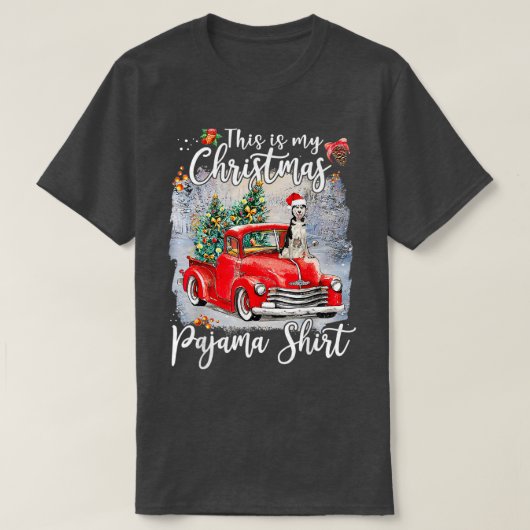 これは私のクリスマスパジャマハスキークリスマスの犬愛好家 Tシャツ (デザイン正面)
