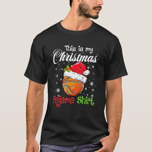 これは私のクリスマスパジャマバスケットボール1サンタ Tシャツ (正面)