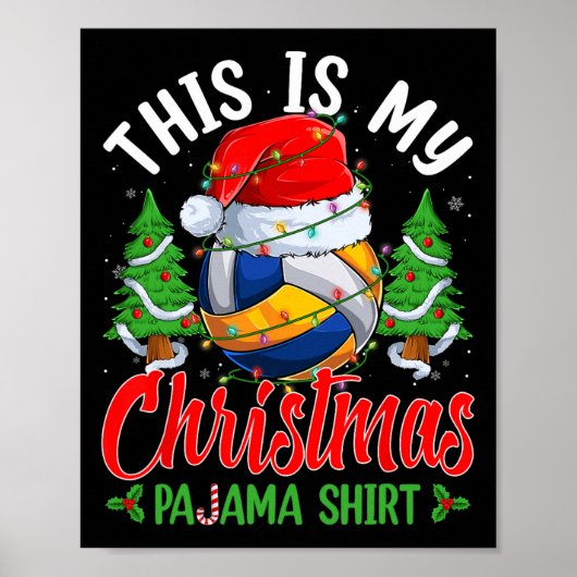 これは私のクリスマスパジャマバレーボールSanta Hat X ポスター (正面)