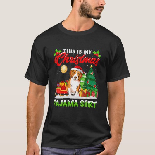 これは私のクリスマスパジャマビーグルソックドッグパパモ Tシャツ (正面)