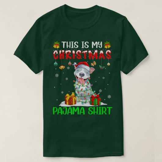 これは私のクリスマスパジャマピットブルクリスマスツリーLig Tシャツ (デザイン正面)