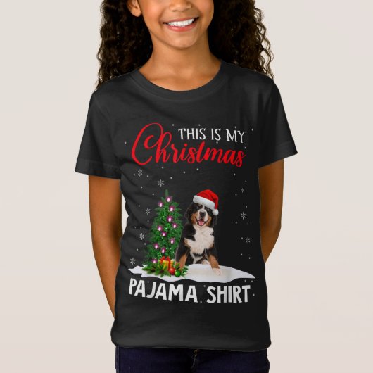 これは私のクリスマスパジャマベルネーゼマウンテンクリスマス Tシャツ (正面)