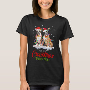 これは私のクリスマスパジャマボクサードッグサンタハットリー Tシャツ