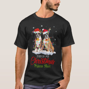 これは私のクリスマスパジャマボクサードッグサンタハットリー Tシャツ