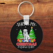 これは私のクリスマスパジャマ素晴らしピレネー犬Xma キーホルダー (正面)
