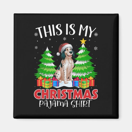 これは私のクリスマスパジャマ英語セッター犬Xma マグネット (正面)