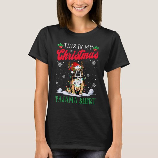 これは私のクリスマスパジャマ英語ブルドッグ犬 Tシャツ (正面)