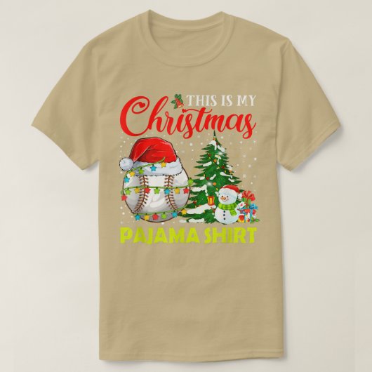 これは私のクリスマスパジャマ野球クリスマスツリー Tシャツ (デザイン正面)