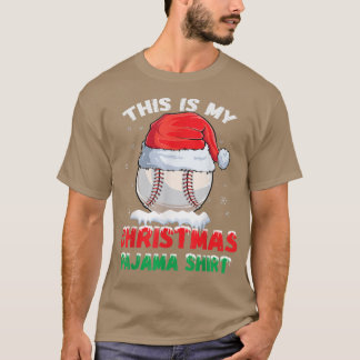 これは私のクリスマスパジャマ野球サンタハットボだ Tシャツ