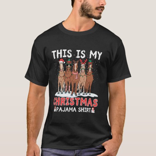 これは私のクリスマスパジャマ馬好きマッチングB Tシャツ (正面)