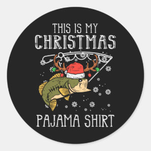 これは私のクリスマスパジャマ魚釣りクリスマスパパメンズ ラウンドシール