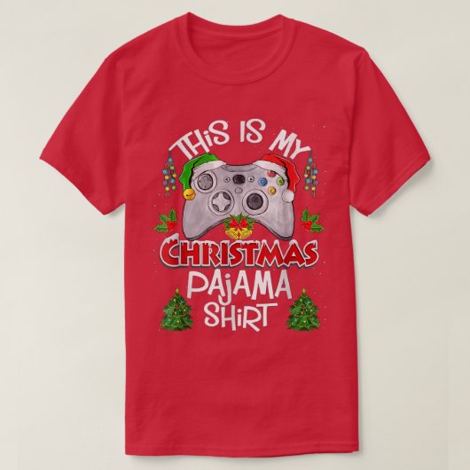 これは私のクリスマスパジャマSanta Hatゲーマーのビデオ Tシャツ (デザイン正面)