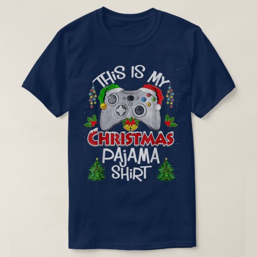 これは私のクリスマスパジャマSanta Hatゲーマーのビデオ Tシャツ (デザイン正面)
