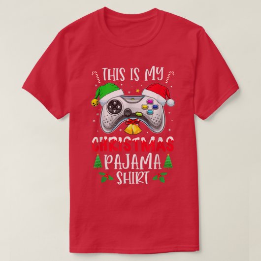 これは私のクリスマスパジャマSanta Hatゲーマーのビデオ Tシャツ (デザイン正面)