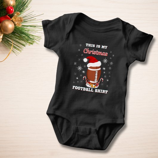これは私のクリスマスフットボールのシャツで軽食 ベビーボディスーツ