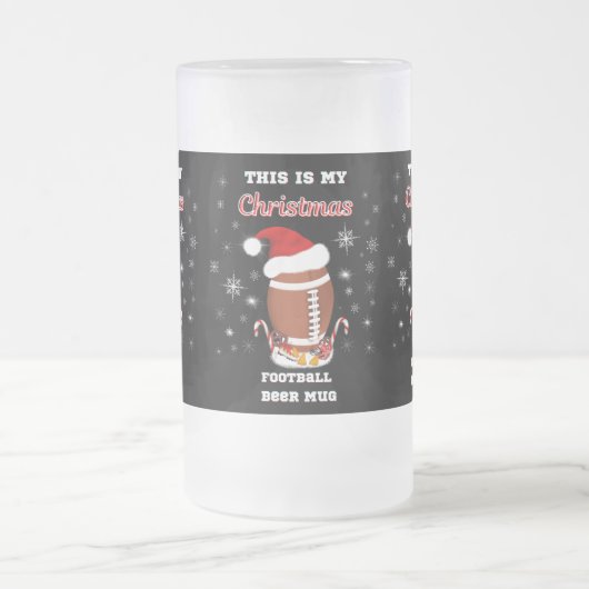 これは私のクリスマスフットボールのビアマグだ フロストグラスビールジョッキ (中央)