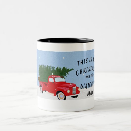 これは私のクリスマスムービーを見るマグカップ ツートーンマグカップ (中央)
