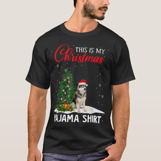 これは私のクリスマスPajamaシベリアハスキークリスマスが行う Tシャツ (正面)