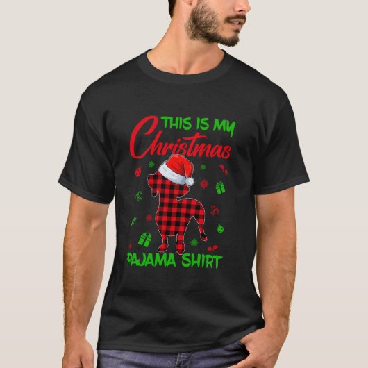 これは私のクリスマスPajama赤い格子縞のDachshund Do Tシャツ (正面)