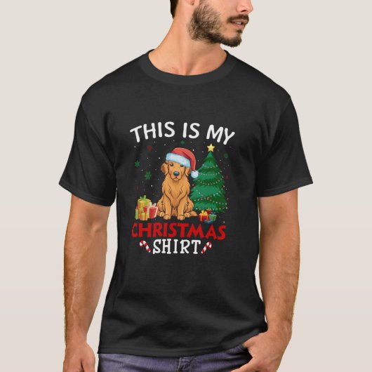 これは私のゴールデンレトリバードッグサンタハットクリスマ Tシャツ (正面)