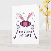 これは私のスキースーツのスキーポール付きスキーのウサギ カード (黄色い花)