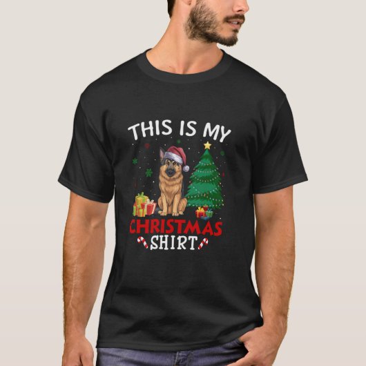 これは私のドイツの羊飼い犬サンタ・ハット・クリスマス Tシャツ (正面)