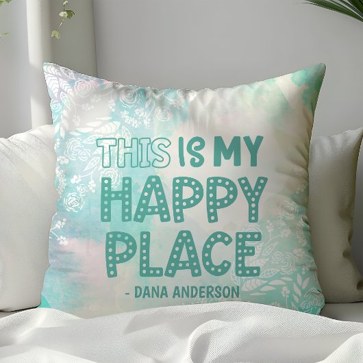 これは私のハッピープレイスウォーターカラーフローラモノグラム クッション