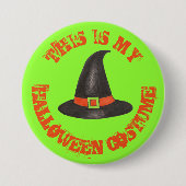 これは私のハロウィーン衣装グリーンブラックウィッチハット 缶バッジ (正面)