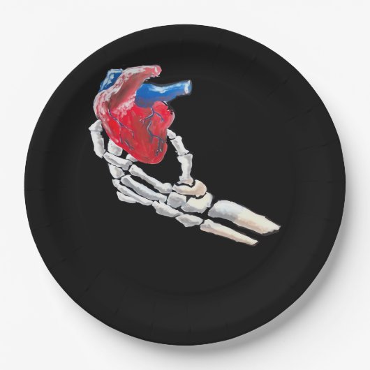 これは私のハート – スケルトンハートハンド ペーパープレート (正面)