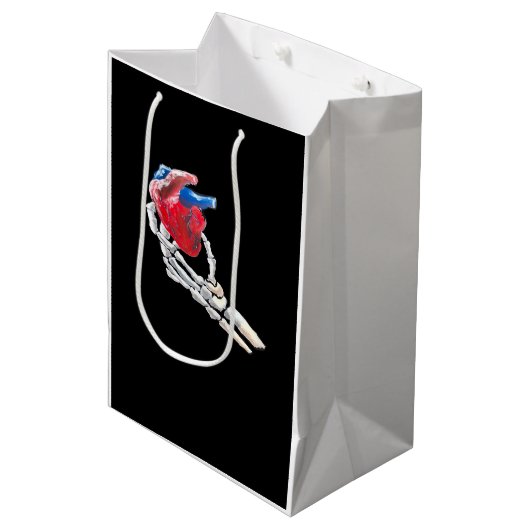 これは私のハート – スケルトンハートハンド ミディアムペーパーバッグ (正面アングル)