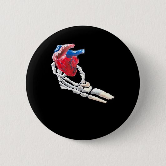 これは私のハート – スケルトンハートハンド 缶バッジ (正面)