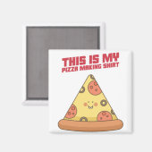 これは私のピザ作りのシャツハート マグネット (正面/裏面)