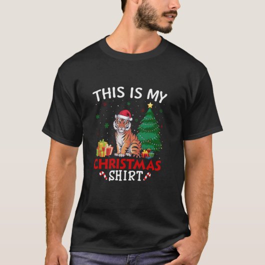 これは私のベンガルタイガーサンタハットクリスマスパジャマ Tシャツ (正面)