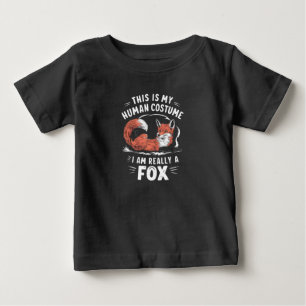 これは私の人間のコスチュームです。私は本当はキツネです。ハロウィン ベビーTシャツ