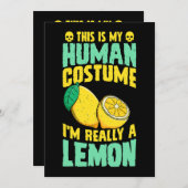 これは私の人間のコスチュームは本当にレモンのハロー 招待状 (正面/裏面)