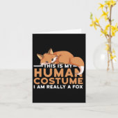 これは私の人間の衣装である私は本当にキツネハロウィー カード (黄色い花)