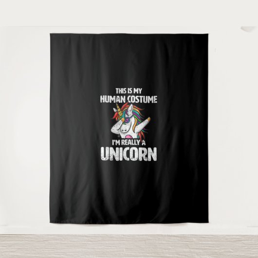 これは私の人間の衣装である私は本当にユニコーンのファン タペストリー (正面)