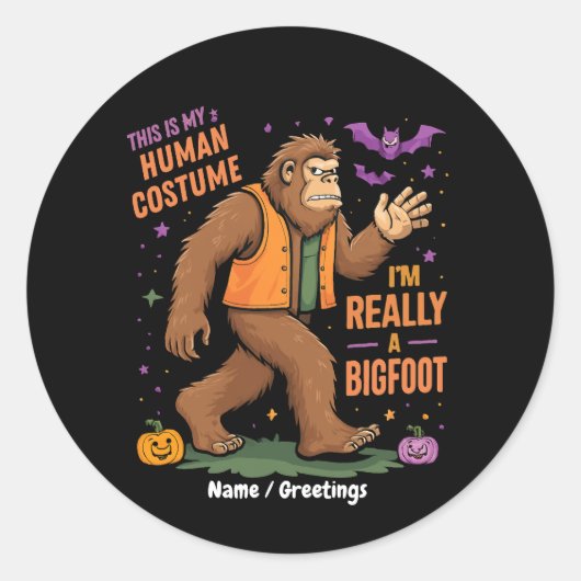 これは私の人間の衣装である私は本当に大きな足のおもしろい ラウンドシール (正面)