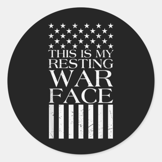 これは私の休息中の戦争顔の米国国旗の退役軍人 ラウンドシール (正面)