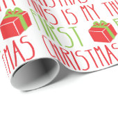 これは私の初めてのクリスマスの生まれたばかりのなベビーのクリスマスです ラッピングペーパー (ロールコーナー)