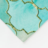 これは私の幸せな場所である – マロカンのアクア金ゴールドパターン フリースブランケット (角)