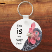 これは私の幸せな顔だ。不機嫌なチキン。 キーホルダー (正面)
