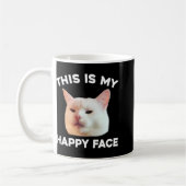 これは私の幸せな顔スマッジ猫ミームSarcasti コーヒーマグカップ (左)