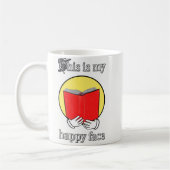 これは私の幸せな顔-本を読むEmojiです コーヒーマグカップ (左)