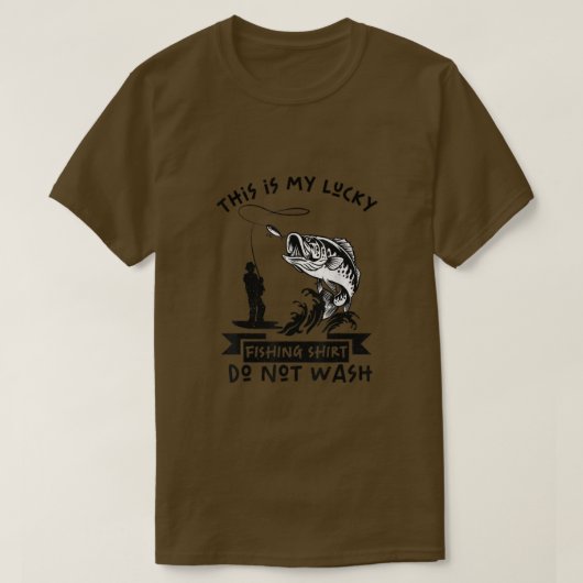 これは私の幸運な魚釣りのシャツで洗わないおもしろい。 Tシャツ (デザイン正面)