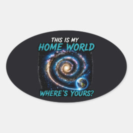 これは私の故郷の惑星です SF銀河Tシャツ 楕円形シール