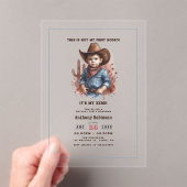 "これは私の最初のロデオではない"ウェスタン素朴カウボーイ アクリル招待状 (インサイチュ (ポータブル))