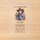"これは私の最初のロデオではない"ウェスタン素朴カウボーイ アクリル招待状 (正面)