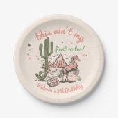 これは私の最初のロデオ女性のカーボーイ誕生日ではない ペーパープレート (正面)